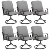 MELLCOM Outdoor Swivel Rocker Patio Chairs with Grey Cushions, Set of 6