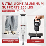 Muyege.Duan Aluminum Underarm Crutches for Adults & Seniors, Adjustable Height 38.2-61.8 in (16 Levels), Lightweight 2.0 lb Each, 300 lb per Pair, Non-Slip Tips, Tool-Free Setup, Push-Pin Locking