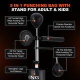 GarveeLife Punching Bag with Stand for Adult with Relax Bar, Speed Bag and Hitting Target, 5 in 1 Heavy Boxing Bag Freestanding