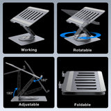 Adjustable Laptop Stand for Desk with Docking Station 11-in-1, Aluminum Laptop Riser with USB Hub