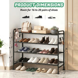 4 Tier Shoe Rack, Shoe Storage Organizer, Metal Shelf for Entryway, Closet