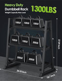 Leteuke Dumbbell Rack, 3 Tiers Heavy Duty Weight Rack for Home Gym, Trapezoidal Frame Space Saving Weight Storage Racks (1300LBS Capacity)