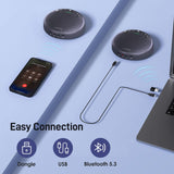 Conference Speaker and Microphone w/8+1 Mics, 360° Voice Pickup, Noise Reduce, Bluetooth/USB/Dongle Speakerphone for 14 People EMEET