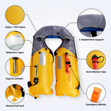 Owntop Inflatable Swim Vest for Adults, Low Profile Manual Swim Jacket, 24g CO2 Cylinder Included, D-Ring Attachment for Kayak, Fishing, Paddle Sports, Black