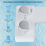 Hibbent Bidet Attachment for Toilet, Non-Electric Dual Nozzle for Frontal & Rear Wash, Adjustable Water Pressure Control, Fresh Water Bidet Toilet Seat, Self Cleaning Water Sprayer, White/Chrome