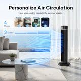Abolee Tower Fan for Bedroom, 90° Oscillating Bladeless Standing Fan with Remote, 27ft/s High Velocity, 40 Inch, 32dB Quiet for Sleep, 3 Speeds, 4 Modes, 12H Timer, Auto Mode, Home Office Indoor black