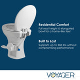Voyager Plus Universal Residential Height RV Toilet with Porcelain Bowl FREEZABLE Water Valve | RV Winterization | Ideal for Outdoor and Winter Use