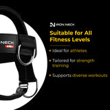 Iron Neck Neck Trainer, Exerciser, & Strengthener with Adjustable Head and Chin Belt - Portable Head Harness for Weight Lifting, Home, & Gym Use - Exercise & Workout Equipment (Alpha Plus, Black)