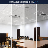 LUXRITE 2x2 FT Edge-Lit Frame LED Panel Lights, 5CCT Selectable 3000K-6500K, 2600/3900/5200LM, 20W/30W/40W Switch, Grid Drop Ceiling Lights, 0-10V Dimmable, Damp Rated, 100-277V, ETL Listed (4 Pack)