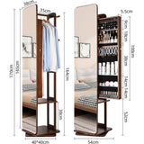 Hlixzoy A,Solid Wood Dressing Mirror Fitting Mirror Full Body Mirror Floor Mirror with Makeup Cabinet Hanger Integrated Storage Bedroom Home