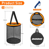 QualyQualy Floating Fish Basket for 5 Gallons Buckets, Foldable Fishing Basket Bait Net for Live Caught, Rubber Coated Mesh Fish Holder for Kayak Fishing Live Well Baitfish Minnow Bucket