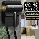 Hotel Wall Mounted Hair Dryer for Bathroom,Restroom Professional Blow Dryer,with Stand Rack,Specialised Motor for Salon,Fast Drying - Gifts【Massage Comb,Screws+ Adhesive】 110V