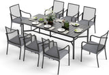 SUNSHINE VALLEY Patio Dining Set for 8, 83" Rectangle Metal Table, 8 Chairs
