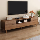 Quvex 86.6" Mid Century TV Stand for 80-95 Inch TVs, Walnut Entertainment Center with Storage Cabinets, Drawers, Open Shelf & Cable Management, Solid Wood Legs, Media Console for Living Room