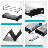 4 Pack Under Bed Storage with Wheels, Under Bed Shoe Storage Organizer with PVC Clear Window, Lids and Label (Black) oylik