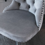 MOOLSUN Rotating Velvet Bar Stools Set of 4, Modern Padded with Nailhead Trim and Tufted Back, Adjustable Swivel Counter Height Stools for Kitchen Island, Bar, Club,Gray(Silver Base)