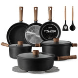 CAROTE Nonstick Pots and Pans, Induction Titanium Cookware Set 16pcs Kitchen Cooking Sets, Pot and Pan Non Stick w/Frying pan (PFOS, PFOA Free)
