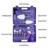 10PCS Purple Garden Tools Set & 11PCS Blue Gardening Gifts for Mom