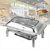 XAWSOP Stainless Steel Chafer Dish, Buffet Servers and Warmers Food Warmer for Parties Warming Tray, Electric Adjustable Temperature Control, Compact Table Top Design,9L-B
