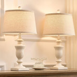 SAIWEYA 23" Farmhouse Table Lamps Set of 2, 3 Way Dimmable Lamps with 2 LED Bulbs and Rocker Switch, Vintage Nightstand Lamp for Bedroom Living Room Office End Table Entryway, White
