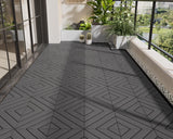 Mapleyard 216 PCS Plastic Interlocking Deck Patio Tiles - 12" x 12" Anti-Slip Waterproof Outdoor Flooring, Balcony Floor Decking for Poolside & Backyard, All Weather Use, Grey, Diagonal