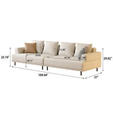109.4" 4-Seater Modern Fabric Sofa Couch with Deep Comfortable Seating, Upholstered Nordic Style Sofa, Sofas for Living Room, Apartment or Office – Beige