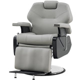 BarberPub Classic Modern Sturdy Heavy Duty Hydraulic Recline Barber Chair All Purpose Salon Home Beauty Spa Barbershop Styling Equipment, PVC Leather, Adult 9208 (Grey)