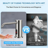 Automatic Soap Dispenser Touchless for Kitchen Bathroom Sink Built in Electric Soap Dispenser Infrared Sensors Liquid Commercial Dispenser with Bottle and Pump 33.81oz/1000ml (Brushed Nickel)