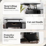 Tangkula Computer Desk with Lift Top, Space Saving Standing Desk with Hidden Compartment and Open Storage Shelves