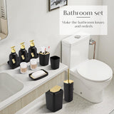 WSBArt 17PCS Bathroom Accessories Bathroom Set Black Bathroom Accessories,Toilet Brush, Trash Can, Qtip Holder Dispenser& 3PCS Soap Dispenser