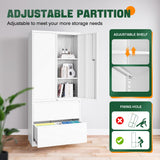 Letaya Metal Storage Cabinets for Home Office,File Cabinet-2 Drawers with Lock and Adjustable Shelves-Hang Legal/Letter/A4/F4 Size Filing-White