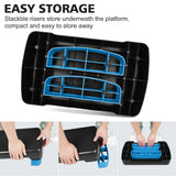 MIIUDGIG 18'' Adjustable Aerobic Step Platform, Adjustable Fitness 4-6in Exercise Stepper Workout with 2 Risers, Aerobics Stepper Workout Stepper for Home Gym Cardio Strength & Training (Blue)