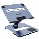 Laptop Stand with USB C 6in1 Docking Station, 15W Magnetic Wireless Charger, USB 3.0 KVM Switch