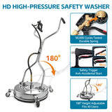 FIDISP 16.5" Pressure Washer Surface Cleaner, Heavy-Duty Stainless Steel, Dual Handle, 4500 PSI Max, 1/4" & 3/8" Quick Connect, 21-Piece Power Washer Attachment for Driveway, Concrete, Sidewalk, Floor
