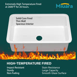 Miuara White Undermount Kitchen Sink 32 Inch - Large Topmount Fireclay Drop In Sink 32"x19"x10", Dual Mount Heavy Duty Deep Single Bowl, with 2 Custom Accessories, Glossy White, for Kitchen