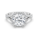 MSBLUE® 2 CT Size 7 Round Cut Moissanite Engagement Ring with Halo