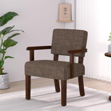 FAGAGA Accent Chair, Armchair with Solid Wood Frame and Legs, Brown