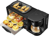 3-in-1 Breakfast Station, Compact Toaster Oven with Coffee Maker and Griddle, Multifunctional Breakfast Maker for Small Kitchens and Apartments