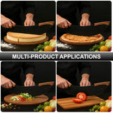 20-Inch Pizza Rocker Blade Cutter, Stainless Steel with Double Wooden Handles, Professional Pizza Slicer，Black