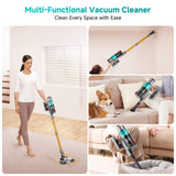 Cordless Vacuum Cleaner: Portable 6-in-1 Stick Vacuum with Anti-Tangle Brush, LED Headlight, Self-Standing, HD display, Rechargeable Vacuum for Pet Hair, Low-Pile Carpet and Hardwood Floor-Green