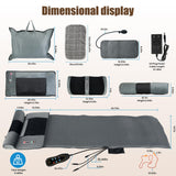 Full Body Massage Mat with Heat, Massager Pad with 10 Vibrating Nodes, 9 Modes, 3 Heating Levels with Detachable Neck Foot Massager, Head Pillow&Inflatable Lumbar Pillow, Anti-Slip for Bed/Sofa