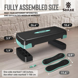Aerobic Step Platform Set with Ankle Weights & Measuring Tape, Exercise Steppers for Home Gym Exercise Fitness, Adjustable Height 2 Level Risers Workout Step Platform Trainer, Green Black