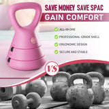 EAST MOUNT 15LB Adjustable Kettlebell Set – 3-in-1 (5/9/15 LB), Compact Adjustable Weights, Wide Triangle Handle and Wrist-Friendly Design, Pink