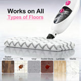 12-in-1 Steam Mop Cleaner, 15-Sec Fast Heat-Up, 1200W Floor Steamer with Double-Sided Pads, Removes 99.99% Stubborn Stains for Hardwood Floors, Marble, Clothes, Windows, Tiles, White