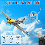 HAWK'S WORK RC Plane P-51D Mustang 500mm, 4 Channel Remote Control Warbird RTF, Brushless Motor 6-axis Gyro 3 Flight Modes, Easy to Fly for Beginners Boys & Adults