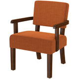 FAGAGA Accent Chair, Mid-Century Armchair with Solid Wood Frame, Orange