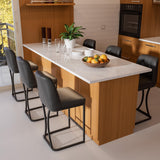 Ollega 24" Black Counter Height Bar Stools Set of 6, Button Tufted Back