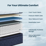 Coolvie 14 Inch Full Mattress, Luxury Euro Top Hybrid with Latex-Enhanced & Gel Foam for Contouring Support — 5-Zone Heavy Duty Springs, Back Relief & Motion Isolation — Hotel-Level Firm Sleep, 54x75