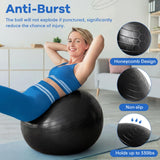 Leyndo 4 Pcs 26 Inch Yoga Exercise Ball Pilates Pregnancy Birthing Fitness Ball with Quick Pump Anti Burst for Improved Posture, Balance, Yoga, Pilates, Training(Gray Black Set)