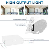 LUXRITE 5 Inch Square LED Recessed Ceiling Light with Junction Box, 18W, 5CCT Selectable 2700K/3000K/3500K/4000K/5000K, 1600LM High Brightness, Dimmable Canless Downlight, Wet Rated, ETL (6 Pack)